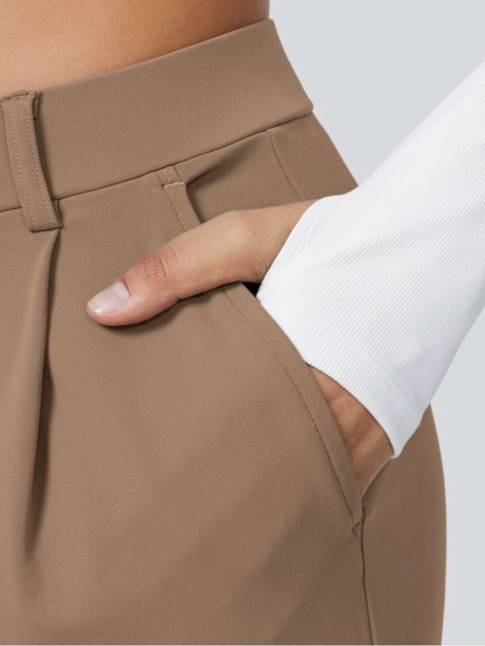 Straight Leg High-Waist Pants in Taupe - Picture 6 of 6